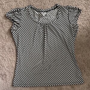 Worthington Black and White Diagonal Striped Blouse